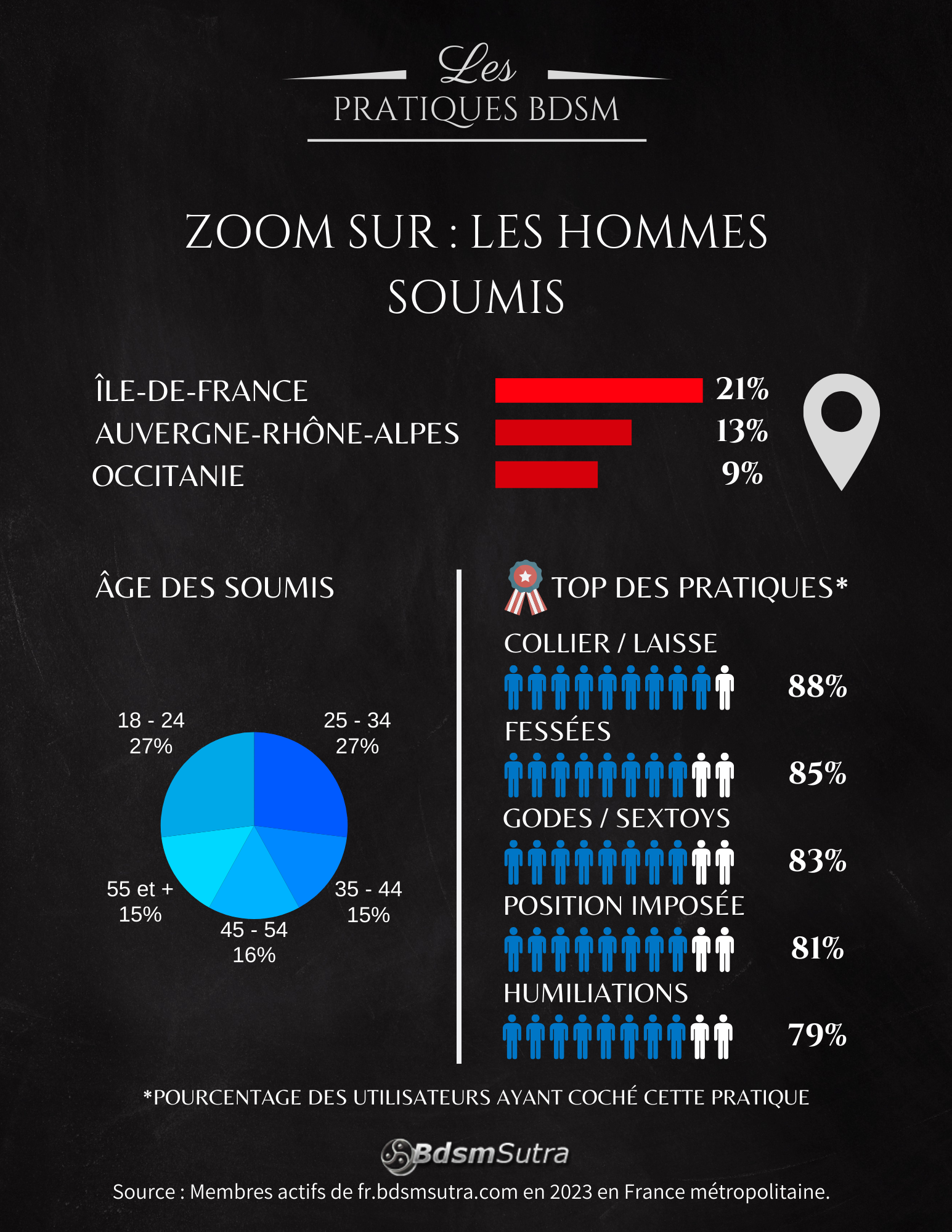 Infographie BDSM 2023 : hommes soumis